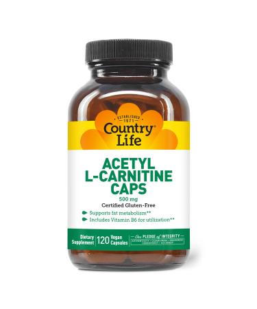 Country Life Acetyl L-Carnitine Caps with Vitamin B-6 to aid in Utilization 500mg 120 Vegan Capsules Certified Gluten Free Certified Vegan Certified Halal 120 Count (Pack of 1) - Buy Online on GoSupps.com