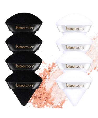 8 Pieces Powder Puff for Face Soft Triangle Makeup Puffs Velour Powder Puff for Contouring Eyes and Corners Wet Dry Beauty Cosmetic Makeup Tools Black and White