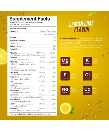 Electrolyte Powder - Sugar Free Vegan Workout Recovery | Lemon Lime - 45 Servings | Pure Keto & Paleo Hydration - Buy Online on GoSupps.com