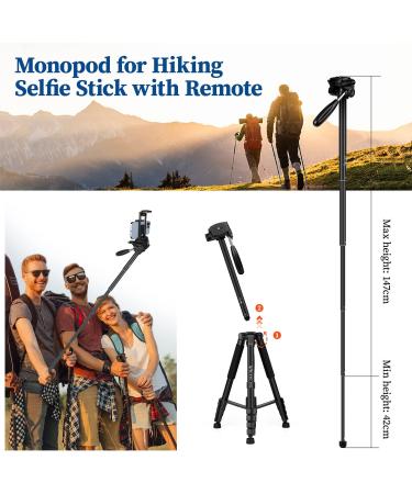 VICTIV 72 Camera Tripod with Remote, Phone Holder, Aluminum Monopod - Compatible with Canon/Nikon/DSLR/iPhone/Spotting Scopes - NT72 72 inch - Buy Online on GoSupps.com