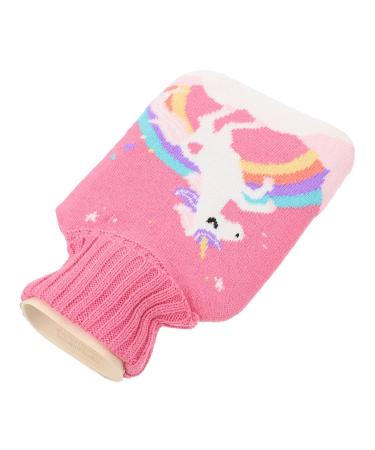 Lurrose 1 set of rubber hot water sack knitting cover for hot water bottles unicorn warmingbield winter warmer with water filled with water.
