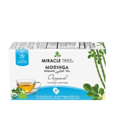 Miracle Tree - Organic Moringa Superfood Tea, 25 Individually Sealed Tea Bags, Original (Keto, Detox, Energy & Immunity Booster, Vegan, Gluten-Free, Organic, Non-GMO, Caffeine-Free) Original 25 Count (Pack of 1)