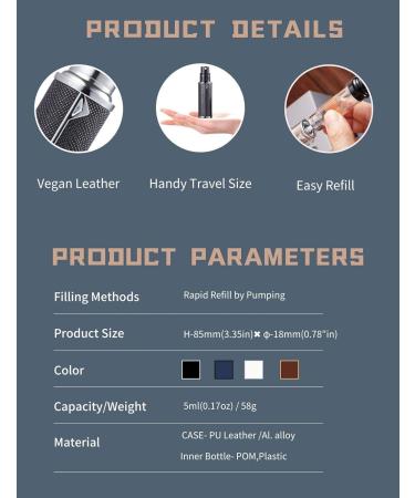 AsaNana Perfume Atomiser Refillable & Travel Size Perfume Bottle Leaking Proof Bottom Pump without Funnel Luxurious Small women and men 5ml (BLK-Black) - Buy Online on GoSupps.com