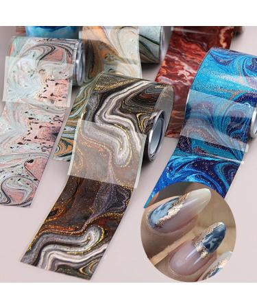 10 Sheets Marble Nail Foil Transfer Stickers - Holographic Design for Manicure Tips Decoration - Buy Online on GoSupps.com