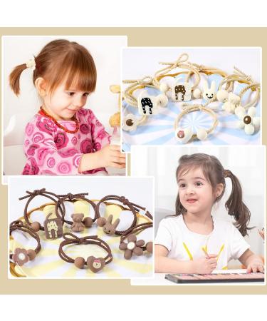 BOOBEES 13 pcs Cartoon Hair Ties - No Folds Elastic Bands for Girls & Women - Cute Beige & Brown Hair Accessories - Buy Online on GoSupps.com