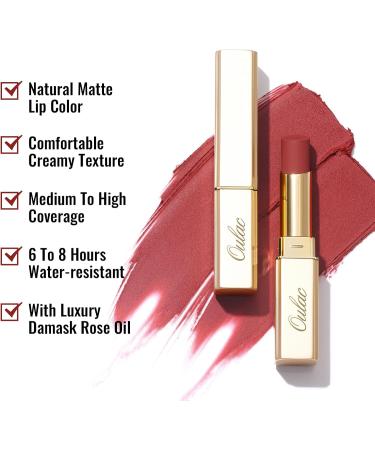  oulac Oulac Matte Lipstick Velvet Long Lasting Anti-Soil Non-Transfer Moisturizing Formula with Rose Oil Cruelty-Free RM01 - Buy Online on GoSupps.com