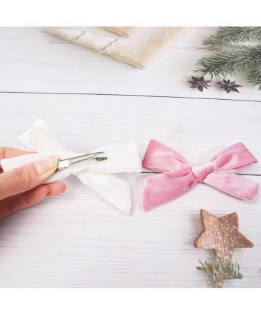 4Pcs Velvet Bow Hair Clips for Girls and Women - Pink White Christmas Hair Accessories - Buy Online on GoSupps.com