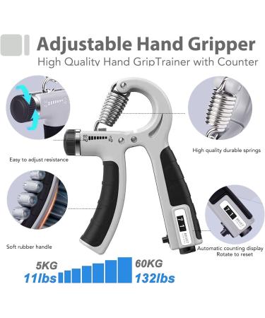 Grip Strength Trainer Kit: Hand Trainer Finger & Wrist Coach Forearm Training Equipment - Gyroball Gray & Black for Stress Relief - Buy Online on GoSupps.com