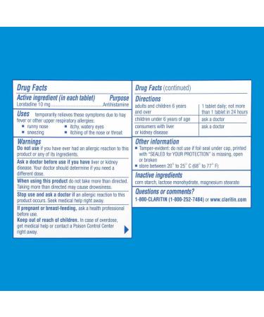 Claritin Allergy 24 Hour 10mg Tablets - 45 ct - Fast Relief (1 Pack) - Buy Online on GoSupps.com