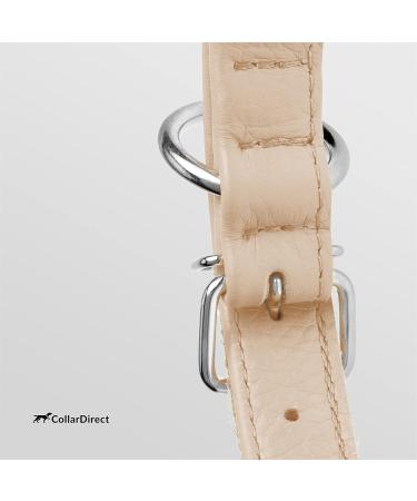 Collardirect Handmade Round Leather Dog Collar - Softly Padded & Stylish Fits Dogs & Cats (40-45 cm) - Available in Black Pink Red Purple Blue Beige - Buy Online on GoSupps.com