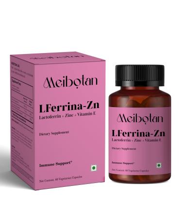 MEIBOTAN Lacto-Ferrina with Zinc 400 mg - Higher Absorption - for Zinc Iron & Vitamin E Absorption & Immune Function - Lactoferrin Supplements for Adults - 60 Counts
