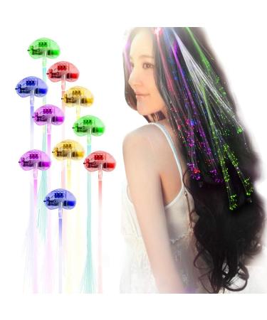 Wiekose 20pcs Multicolor Changing LED Flashing Fiber Optic Hair Braid Barrettes Lights for Party Supplies  LED Lights Hair  Bar Dancing Hairpin  Hair Clip  Multicolor Flash Barrettes Clip Braid (20)