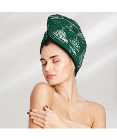 Christmas Trees Hair Towel Wrap | Quick Drying Turban with Button | Premium Hair Drying Towel - Buy Online on GoSupps.com