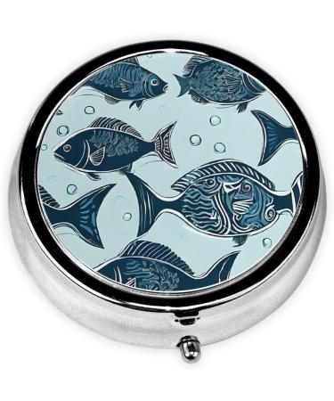 Buy Manatee Animals Calf Round Pill Box | 3 Compartment Portable Medicine Organizer | Mini Decorative Travel Vitamin Holder - Buy Online on GoSupps.com
