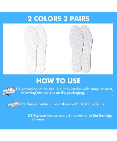 Buy WLLHYF 2 Pairs Ultra-Soft Breathable Shoe Insoles - Cut-to-Size Comfort Inserts for Men Women & Children - White & Gray - Buy Online on GoSupps.com
