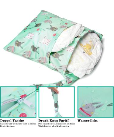 3 Piece Wetbag Diaper Set | Reusable Washable Organizer Bags for Toddlers | Light Green Travel Diaper Bags - Buy Online on GoSupps.com
