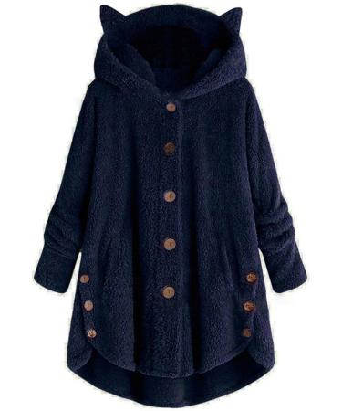 Shop Hanxiulin Oversize Plush Hoodie Jacket - Women's Winter Fleece Coat in 3-Marine 5XL | Cozy & Warm Quilted Trench - Buy Online on GoSupps.com