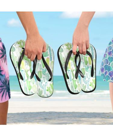 Mnsruu Tropical Cactus Blossom Flip Flops XXL Comfortable Footwear for Home Hotel Spa & Travel - Unisex for Men & Women - Buy Online on GoSupps.com