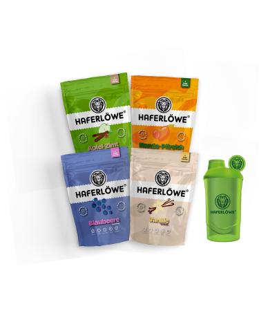 Haferlwe Haferkur Starter -Set - oat days drinking meal in tasty for type 2 diabetics - oat gear with 4 flavors for 28 drinking meals including shaker and oat days Book (guide)