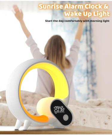 Light Alarm Clock | Daylight & Radio Alarm with Bluetooth & App Control | 12 Natural Sounds & Bedside Lamp for Adults - Buy Online on GoSupps.com