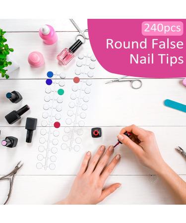 240Pcs Round False Nail Display Tips - Clear Nail Art Color Chart with Adhesive Stickers for Training & Practice - Buy Online on GoSupps.com