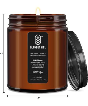 Bourbon Pine 8oz Scented Candle | Vegan Soy Wax | Hand Poured | 40 Hour Burn | Luxury Aromatherapy Gift | Unisex Holiday Essential Oils - Buy Online on GoSupps.com