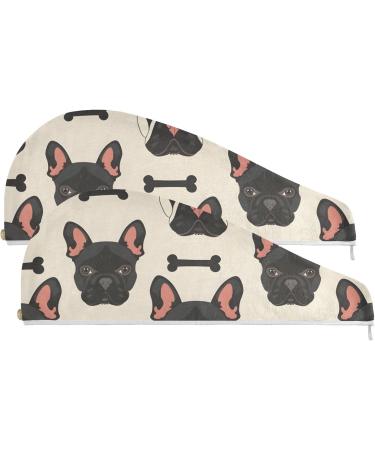 Super Absorbent Black Dog Hair Towel 2 Pack - Quick Drying Hair Turbans with Button Wrap for Women & Girls - Buy Online on GoSupps.com