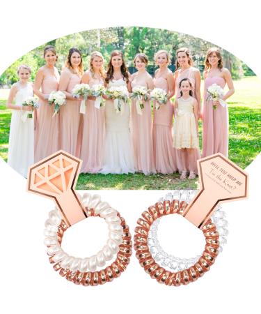 CUTERUI Bridesmaid Gifts- 8 Pack Rose Gold & White Coil Hair Ties for Bachelorette Party & Bride Tribe Favors - Buy Online on GoSupps.com