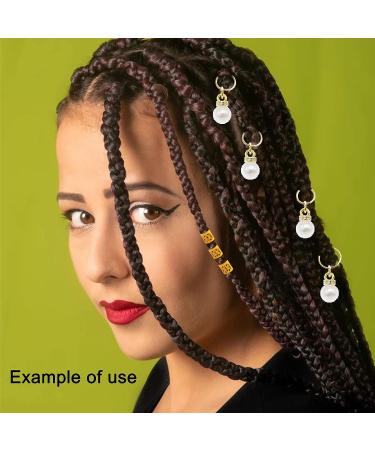 100 Gold Pearl Hair Jewelry Locs Braid Rings Dreadlocks Hair Cuffs Clips Charms for Women Men Beard - Buy Online on GoSupps.com