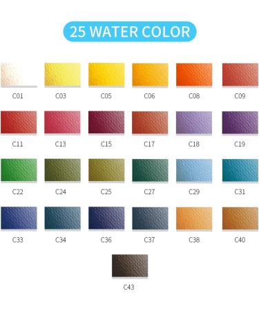 Watercolor Paint Set - 25 Assorted Colors with Water Brushes and Palette | Foldable Field Sketch Set for Outdoor Painting | Travel Pocket Kit - Buy Online on GoSupps.com
