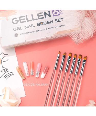 Gellen 6Pcs Gel Nail Brush Set - Nail Art Design Brushes for UV Builder Gel, Poly Extension Gel & Painting - Salon Quality Tools for DIY Manicure - Buy Online on GoSupps.com