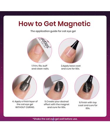 Beetles Gel Nail Polish Kit - 6 Colors Holographic Cat Eyes Red Navy Blue Purple Glitter Black Set with Magnet, LED Lamp - DIY Manicure Kits for Women - Buy Online on GoSupps.com