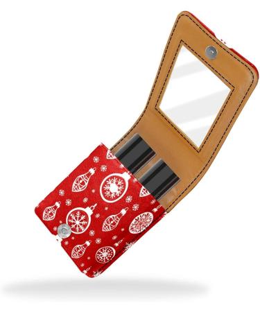 Travel Lipstick Organizer Case | Portable Makeup Bag with Mirror | Christmas Pattern Makeup Storage - Buy Online on GoSupps.com