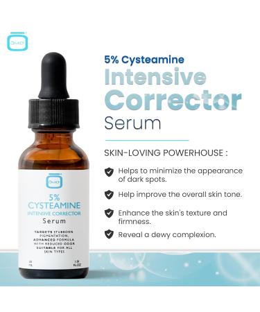 OMIC+ 5% Cysteamine Intensive Corrector Serum - 1 Fl Oz / 30ml - Targets Stubborn Pigmentation Uneven Skin Tone Brightening & Firming Antioxidant Formula Suitable for All Skin Types - Buy Online on GoSupps.com
