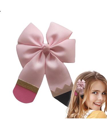 School Hair Bows | Pencil Hair Bow Clips Alligator - Hair Bow Clips Grosgrain Ribbon School Bows Decorations Frifer Pink A - Buy Online on GoSupps.com