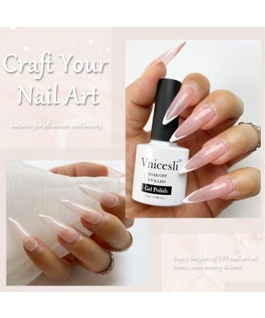 VNICESLI UV Nail Polish 4 Pack - Translucent Jelly Semi-Permanent Gel Lacquer in Milky Pink & Natural Nude | DIY Manicure Kit - Buy Online on GoSupps.com