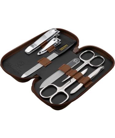 Marqus Manicure Set - 7 Parts Made in Germany | Patented Glass Files | Leather Etui for Hand & Foot Care - Best Grooming Kit for Ladies & Gentlemen - Buy Online on GoSupps.com