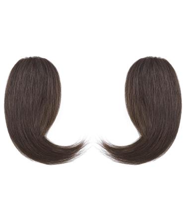 Bangs 2PCS Human Hair Clip on Bangs with Mid Part One/Two Sides Bangs Remy Hair in Extenssion French Invisible Fringe for Women Curved Bangs for Daily Wear (Color : #2 Size : 6 months) 6 months #2