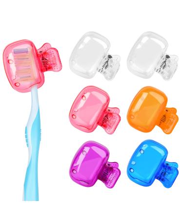 Fowecelt Toothbrush Covers Head Cap - 6Pcs Toothbrush Cover for Traveling Electric Toothbrush Head Cover for Bathroom Toothbrush Cap for Family Toothbrush Clip Cover for Hiking Camping Orange