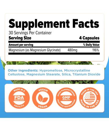 SELFevolve Magnesium Glycinate 480mg - High Absorption Magnesium Supplement Support Stress Relief Sleep Heart Health Nerves Muscles and Metabolism 120 Veggie Capsules 1 Month Supply - Buy Online on GoSupps.com