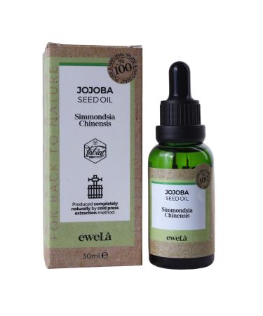 Ewela Jojoba Oil 100% Pure Cold Pressed 1 Fl Oz Lightweight Non-Greasy Carrier Oil for Skin Hair Aromatherapy Unrefined