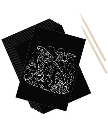 Prasacco Scratch Paper Art Set Kids Adults Black Scratch Art Paper Scratch Off Paper with Wooden Stylus for DIY Valentine's Day Gifts Birthday Party Gift Supplies (12 Pieces)