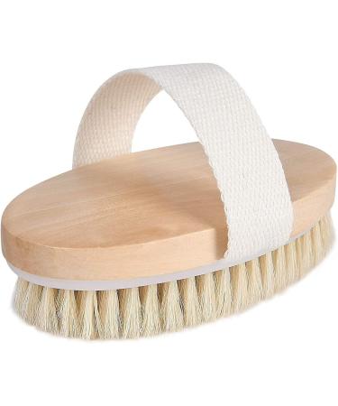 URAQT Body Brush  Natural Bristle Shower Brush  Dry Brushing Back Scrubber for Exfoliating  Massage  Improve Blood Circulation Cellulite