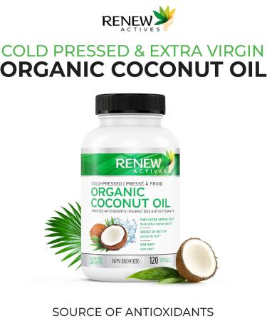 Renew Actives Coconut Oil Supplement - Antioxidants & Natural Fatty Acids for Health & Wellness - 120 Softgels - International Shipping Available - Buy Online on GoSupps.com