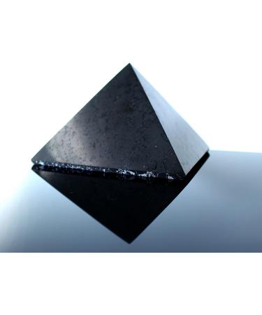 Heka Naturals 15cm Polished Shungite Pyramid | Black Stone Crystal for Home/Office Decor - Chakra Healing Meditation | 6 inch - Buy Online on GoSupps.com