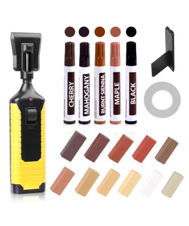 Hardwood Floor Repair Kit - 24 Pcs Wood Touch Up Markers with New Upgrade Melting Tool, 11 Colors Repair Wax Sticks, Restore Any Scratches, Cracks, Stains for Wood Floors, Table, Door, Cabinet Color 2