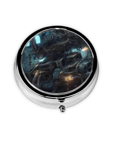 Future Robotround Pill Box 3 Compartment Round Pill Box Organizer Portable Travel Pill Box for Traveling.