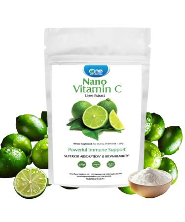 One Planet Nutrition Nano Vitamin C Powder 8 oz (227 Servings) Ascorbic Acid from Lime Extract Nano for Enhanced Absorption Supports Collagen Production & Immune Health Non-GMO Vegan Powder 227 g