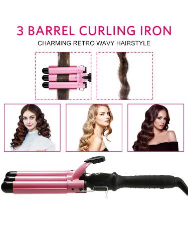 3 Barrel Hair Curler with LCD Display - Professional Wave Curling Iron for Long & Short Hair - Adjustable Temperature & Portable - Buy Online on GoSupps.com