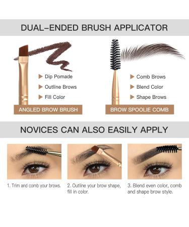 High Pigment Eyebrow Pomade Kit - Water & Stain Resistant with Dual-Ended Brush | Long-Lasting Natural Brow Makeup (11# Black - Buy Online on GoSupps.com